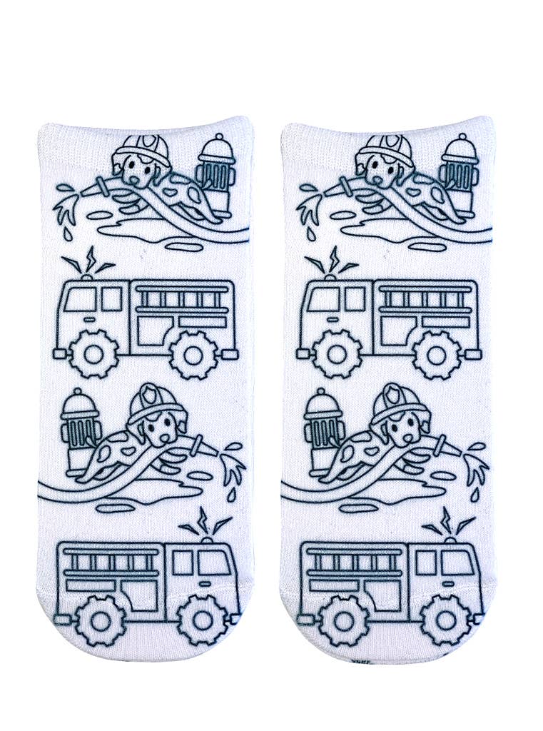 Fire Truck Coloring Socks