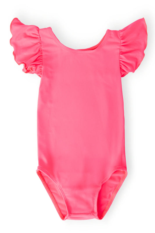 Neon Pink S/S Flutter Sleeve Leotard