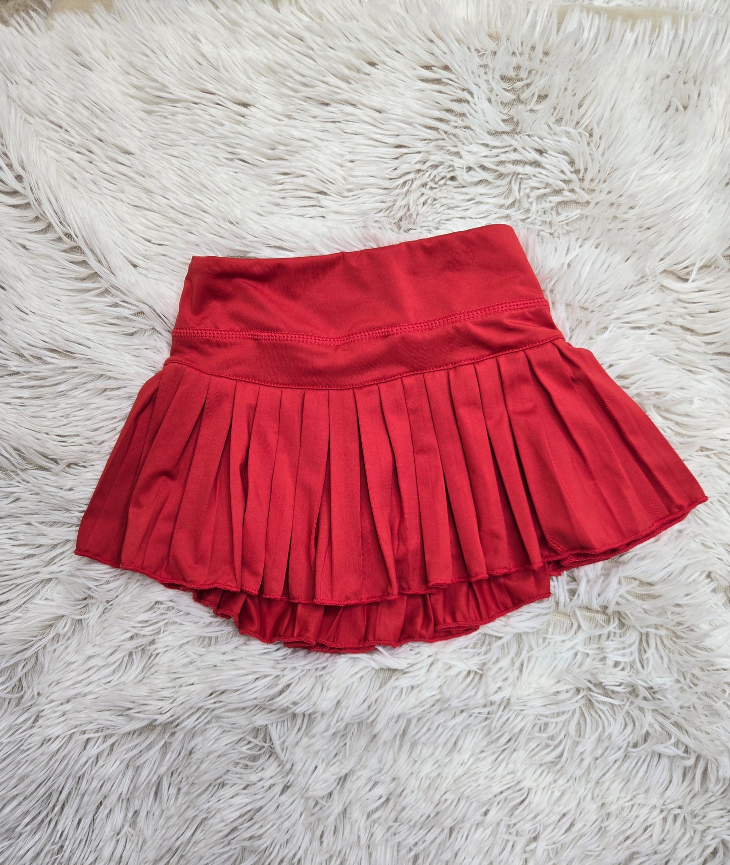 Red Mini Pleated Skort