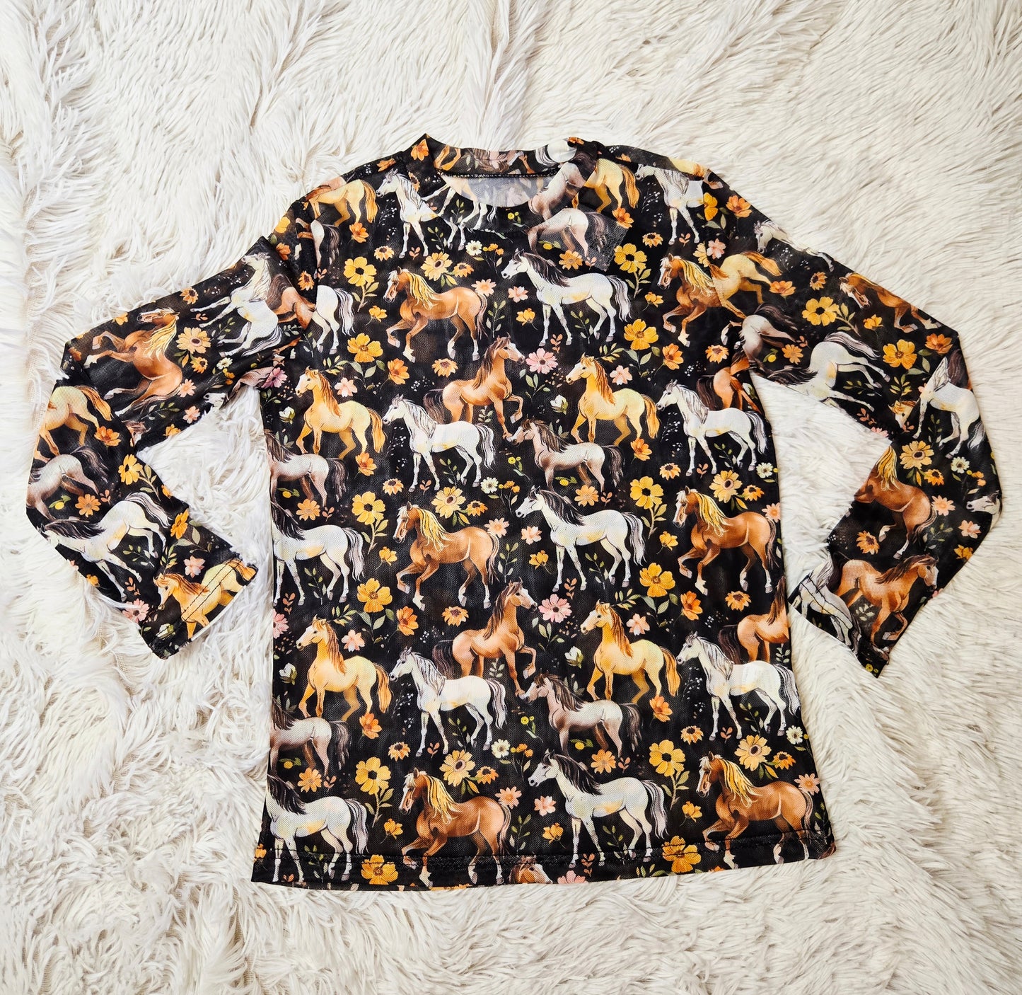 Horse Floral Mesh Top