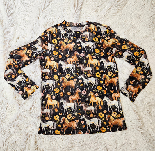 Horse Floral Mesh Top