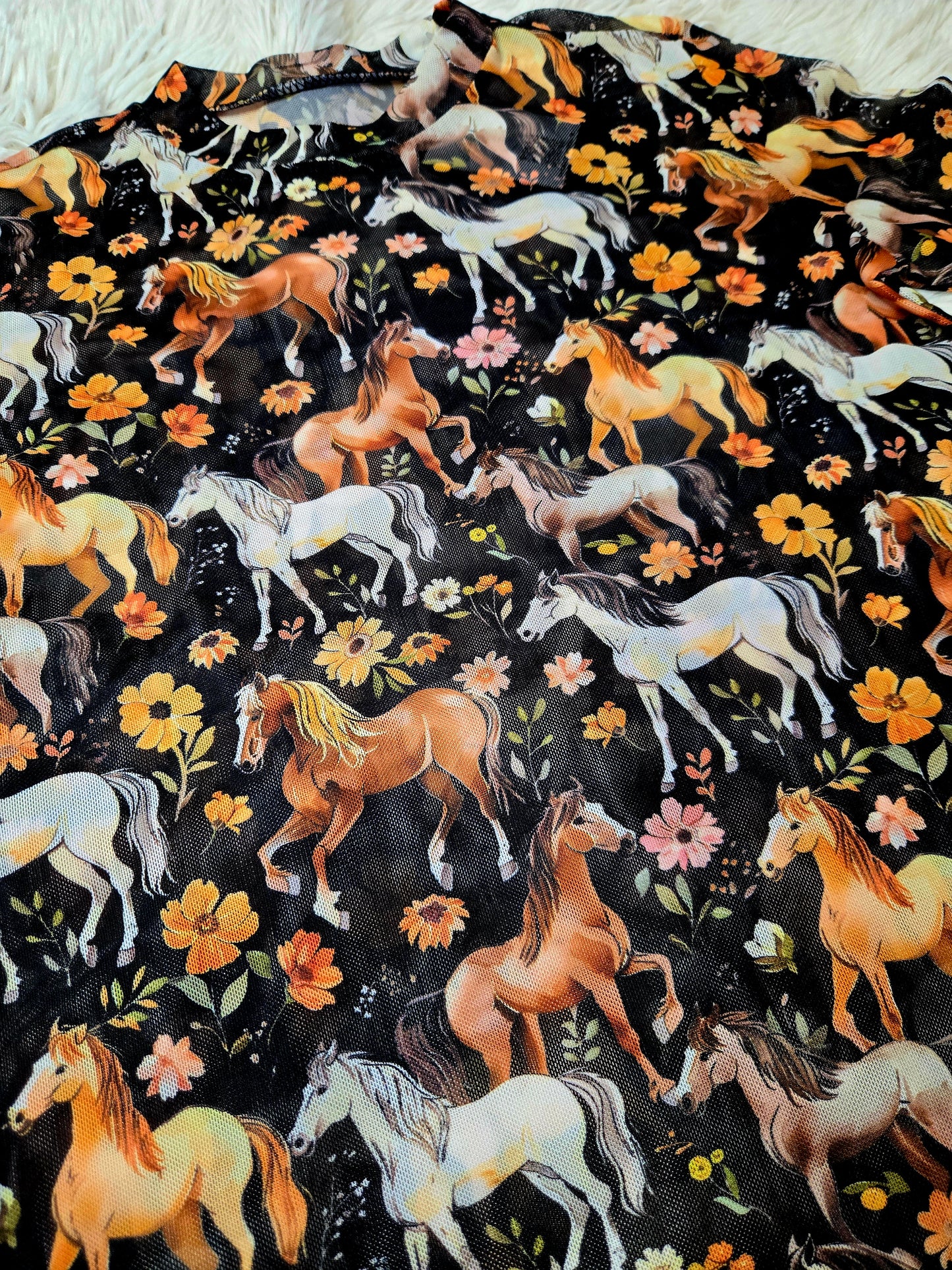 Horse Floral Mesh Top