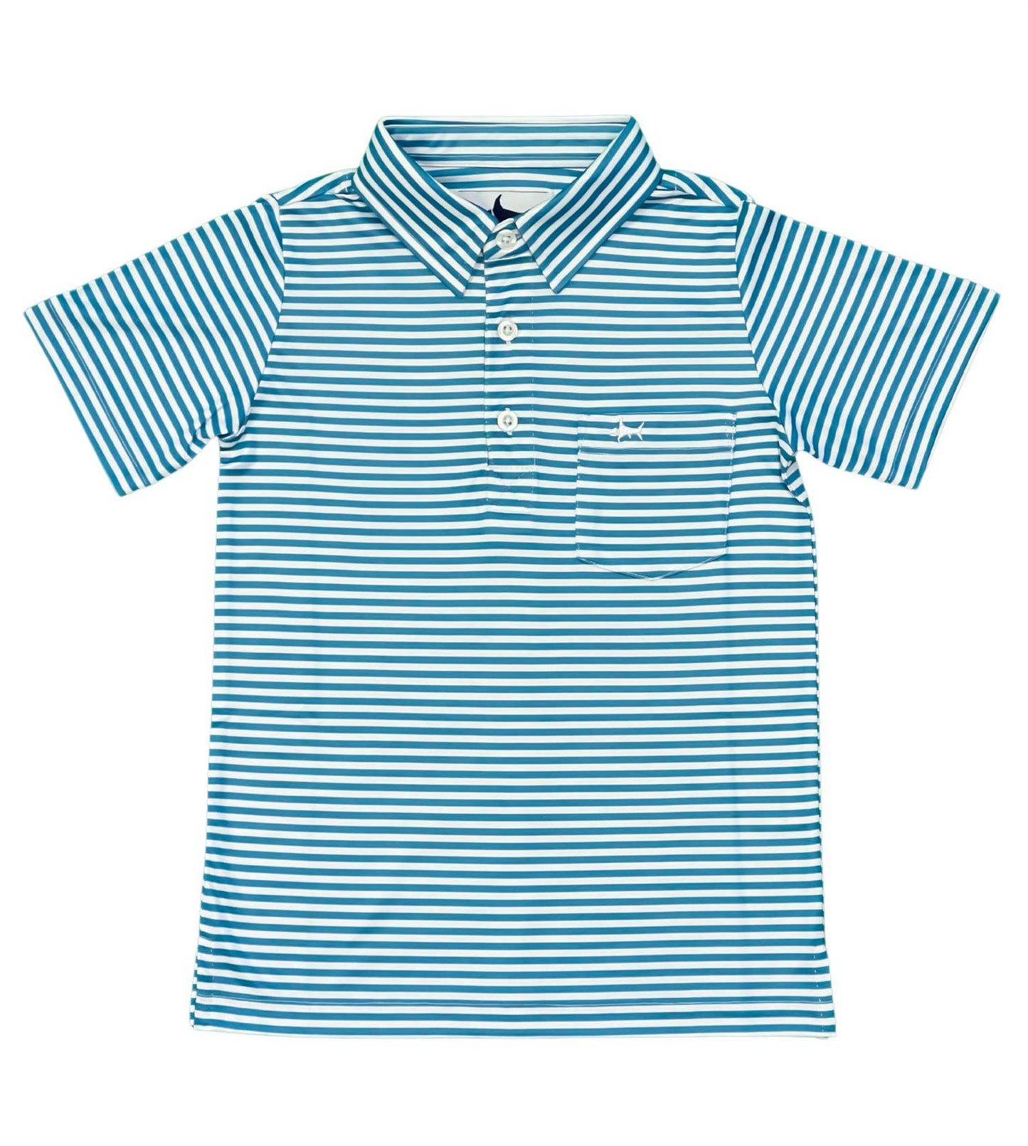 Inshore Performance Polo teal/white stripe