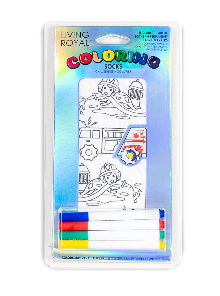 Fire Truck Coloring Socks