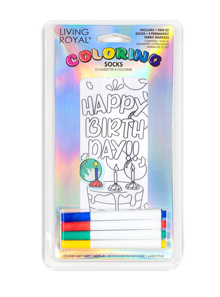 Happy Birthday Coloring Socks